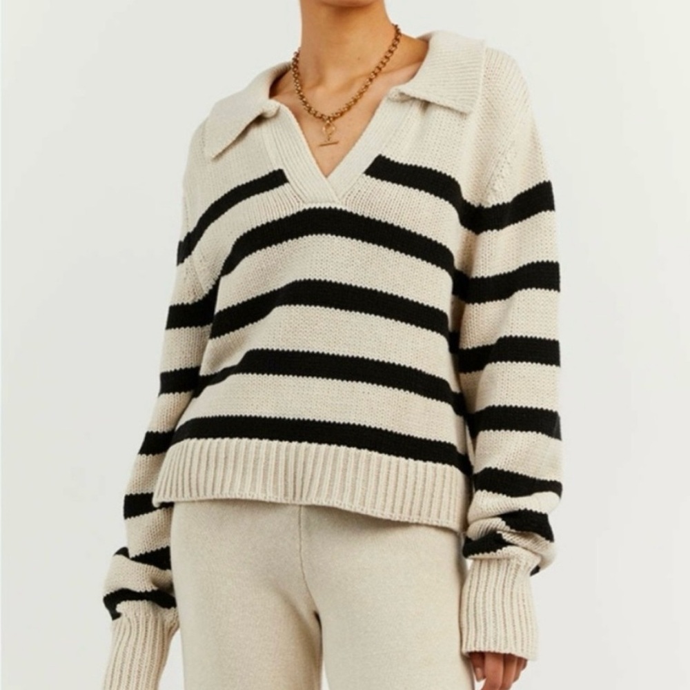 Dissh Colbie striped knit black and white sweater